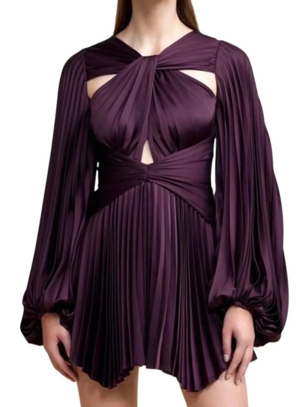 Acler Columbus Mini Pleated Dress – Blackberry Purple – Size 4 – NWT